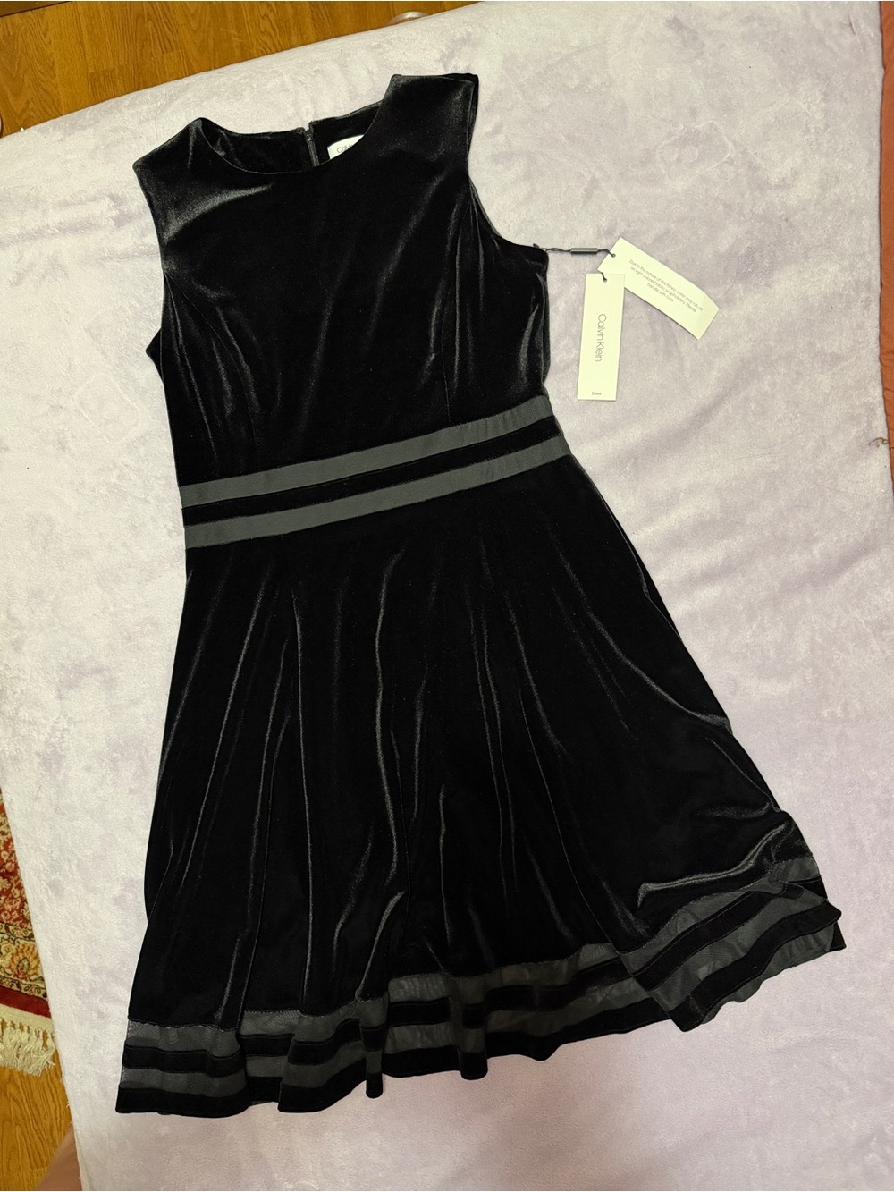 Calvin Klein Black Midi Dress with Contrast Waistband